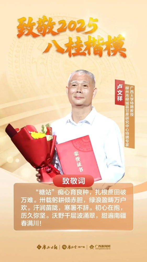 卢文祥2025年八桂楷模主题海报（保留原版署名） / Lu Wenxiang's 2025 Bagui Role Model poster (original credits retained)