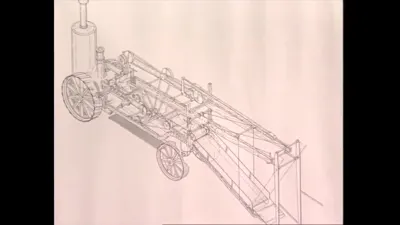 四轮长机架与立式筒体透视图