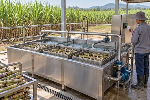 蔗种批次处理与追溯设备 / Seed-cane batch treatment and traceability — AI-generated concept