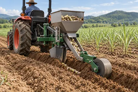 单行小型仿形种植机 / Compact single-row contour-following planter — AI-generated concept