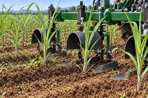 贴行定向除草机 / Close-row mechanical weeder — AI-generated concept