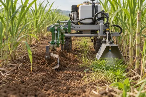 喷施与机械除草协同平台 / Integrated spraying and mechanical weeding — AI-generated concept