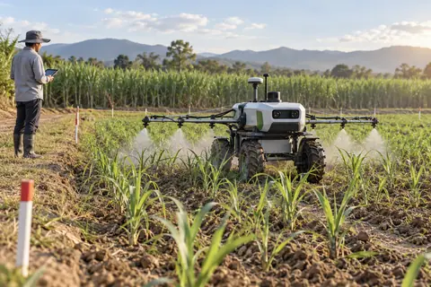 小地块自主植保机器人 / Supervised autonomous small-field sprayer — AI-generated concept