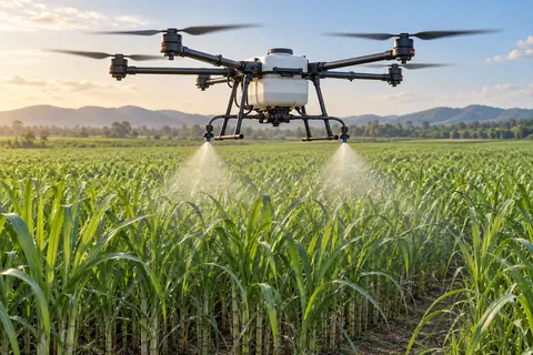 多旋翼定量喷施无人机 / Multirotor agricultural spraying drone — AI-generated concept