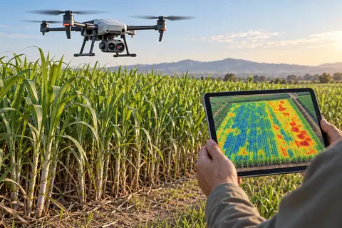 热红外水分胁迫调查平台 / Thermal crop water-stress surveying — AI-generated concept