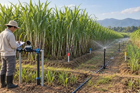 收前微喷试验记录系统 / Pre-harvest microsprinkler trial recording — AI-generated concept