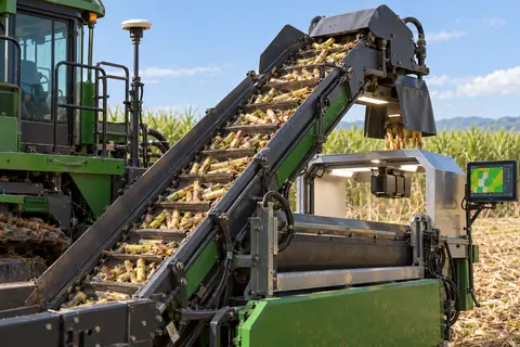 收获产量与质量在线测量 / On-harvester yield and quality measurement — AI-generated concept