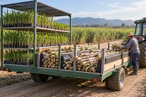 蔗种与蔗苗专用配送平台 / Seed-cane and seedling delivery — AI-generated concept