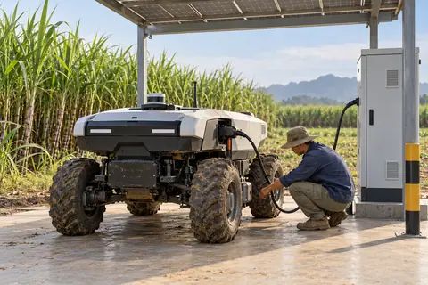 田间自主补能与维护站 / Field charging and maintenance station — AI-generated concept